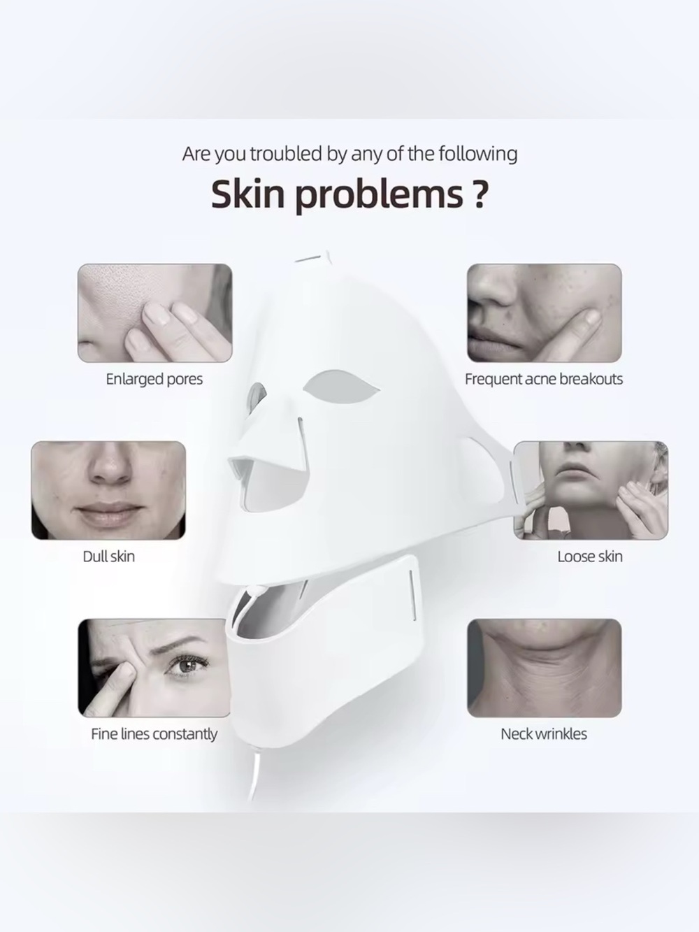 LED Light Therapy Face Mask & Eye Mask - White - Picture 6 of 7